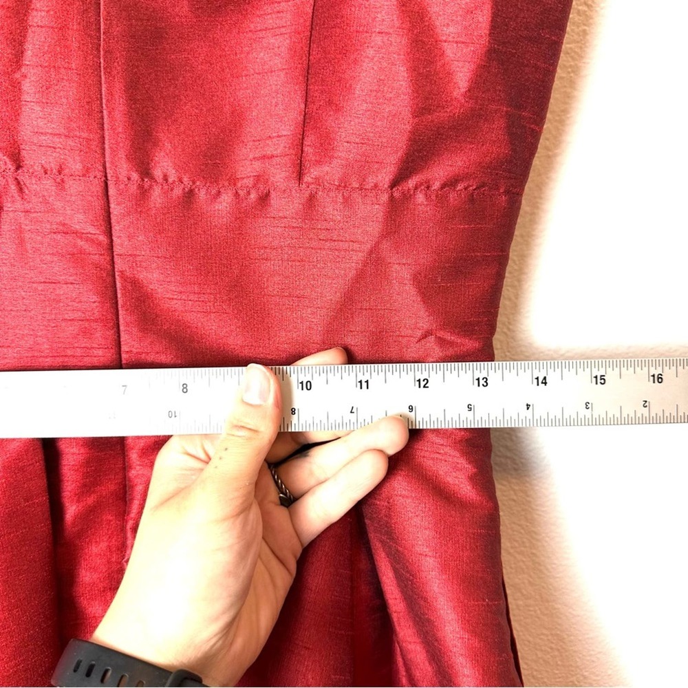 Eshakti Custom Red Satin V Neck Dress sz S - Picture 9 of 10